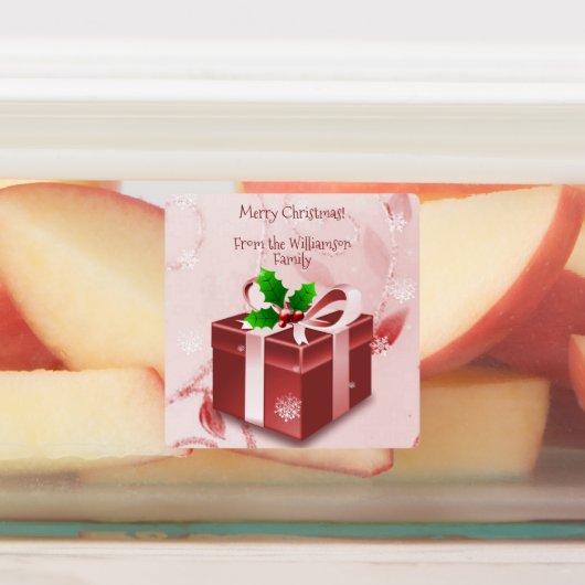 Rood kerstcadeaulabel labels (Aangebracht)