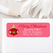 Rood kerstcadeaulabel voor Retro Ornament Etiket (Insitu)