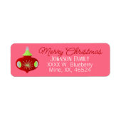 Rood kerstcadeaulabel voor Retro Ornament Etiket (Voorkant)