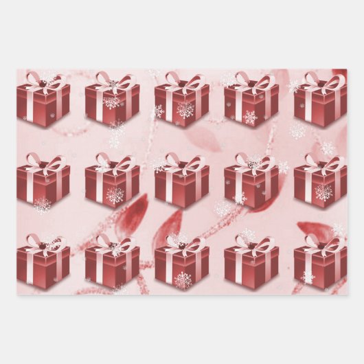 Rood kerstcadeaupapier inpakpapier vel (Voorkant 3)
