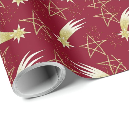 Rood kerstcadeaupapier met wieltjes en faux glitte cadeaupapier (Rol Hoek)