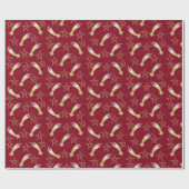 Rood kerstcadeaupapier met wieltjes en faux glitte cadeaupapier (Vlak)