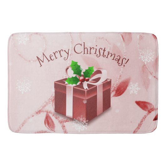 Rood kerstcadeautje Bath Mat (Voorkant)
