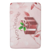 Rood kerstcadeautje Bath Mat (Voorkant Verticaal)