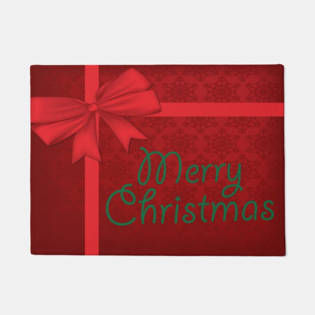 Rood kerstcadeautje Deurmat (Voorkant)