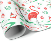 Rood kerstcadeautje Flamingo Baubles Cadeaupapier (Rol Hoek)