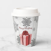 Rood kerstcadeautje papieren bekers (Achterkant)