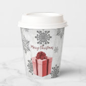 Rood kerstcadeautje papieren bekers (Voorkant)