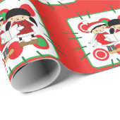 Rood kerstcadeautje voor kinderen Carolers Cadeaupapier (Rol Hoek)