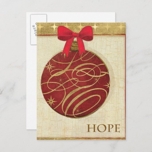 Rood kerstdecoratie feestdagenkaart (Voorkant / Achterkant)