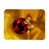 Rood kerstdecoratie op goud magneet (Horizontaal)