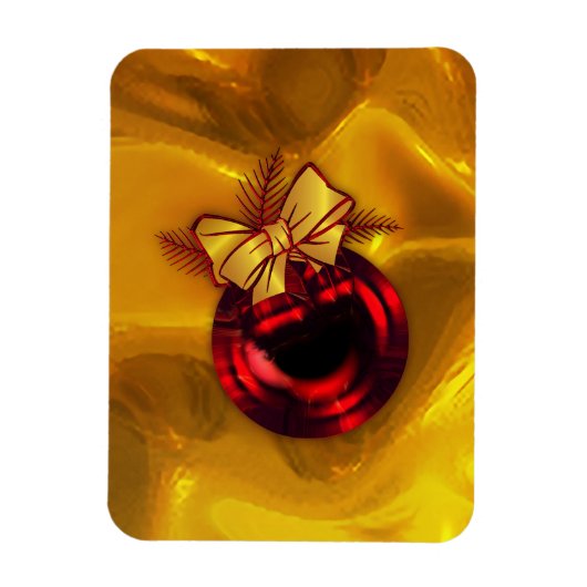 Rood kerstdecoratie op goud magneet (Verticaal)