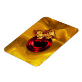 Rood kerstdecoratie op goud magneet (Linkerzijde)