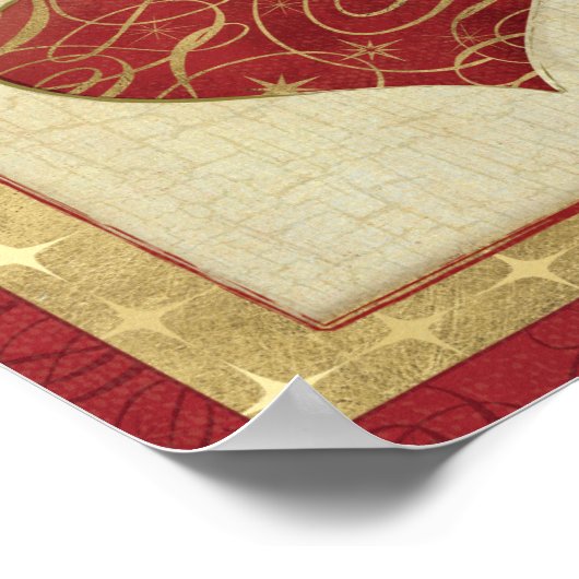 Rood kerstdecoratie Vrede Poster (Hoek)