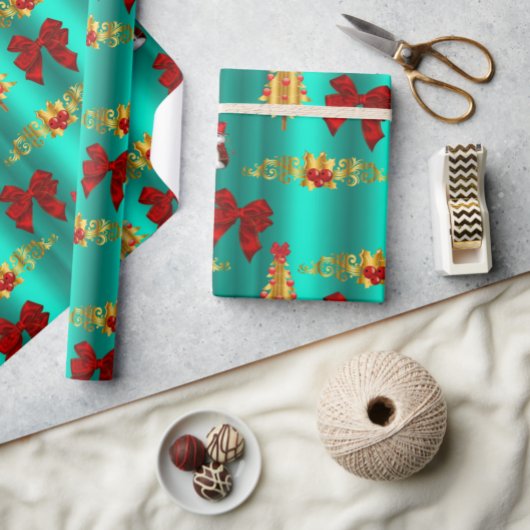 Rood kerstdecoratief Aqua Cadeaupapier