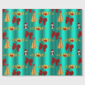 Rood kerstdecoratief Aqua Cadeaupapier (Vlak)