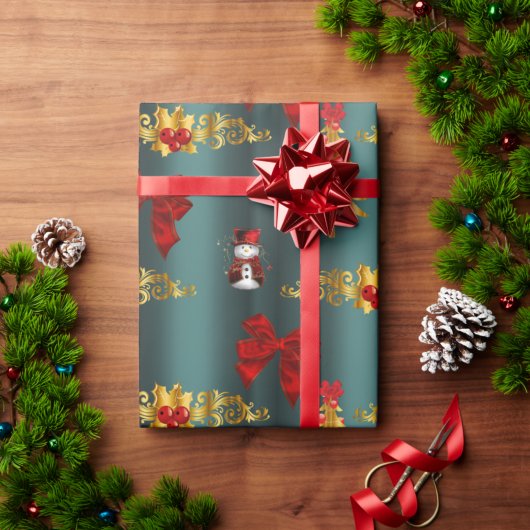 Rood kerstdecoratief Blauwgroen Cadeaupapier