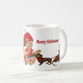 Rood kerstfeest Baby Dachshund verrassing "Oh Baby Koffiemok (Voorkant rechts)