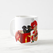 Rood kerstfeest Baby Dachshund verrassing "Oh Baby Koffiemok (Voorkant links)