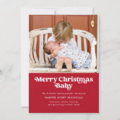 Rood kerstfeest Baby geboorteaankondiging Feestdagenkaart (Voorkant)
