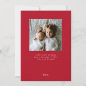 Rood kerstfeest Baby geboorteaankondiging Feestdagenkaart (Achterkant)