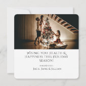 Rood kerstfeest Berry Wreath & Holiday Photo Feestdagenkaart (Achterkant)