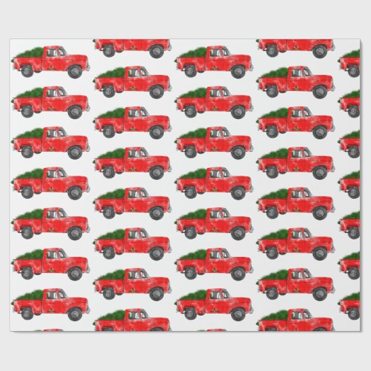 Rood kerstfeest Boerderij Cadeaupapier (Vlak)