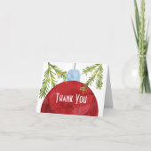 Rood kerstfeest bruiloft Dank je Bedankkaart (Voorkant)