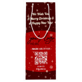 Rood kerstfeest Business Logo QR-code Snowflake Wijn Cadeautas (Achterkant)