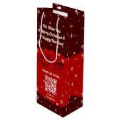 Rood kerstfeest Business Logo QR-code Snowflake Wijn Cadeautas (Voorkant Gekanteld)
