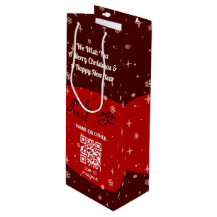 Rood kerstfeest Business Logo QR-code Snowflake Wijn Cadeautas