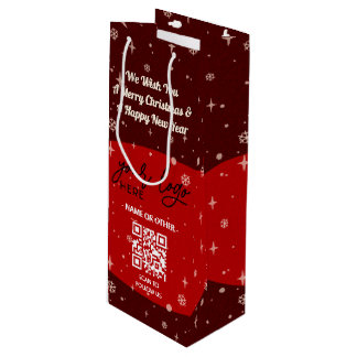 Rood kerstfeest Business Logo QR-code Snowflake Wijn Cadeautas