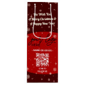 Rood kerstfeest Business Logo QR-code Snowflake Wijn Cadeautas (Voorkant)