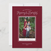 Rood Kerstfeest Elegante Foto Feestdagenkaart (Voorkant)