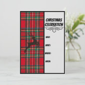 Rood-kerstfeest en zwarte rendierfeestdag kaart (Staand voorkant)