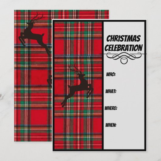 Rood-kerstfeest en zwarte rendierfeestdag kaart (Voorkant / Achterkant)