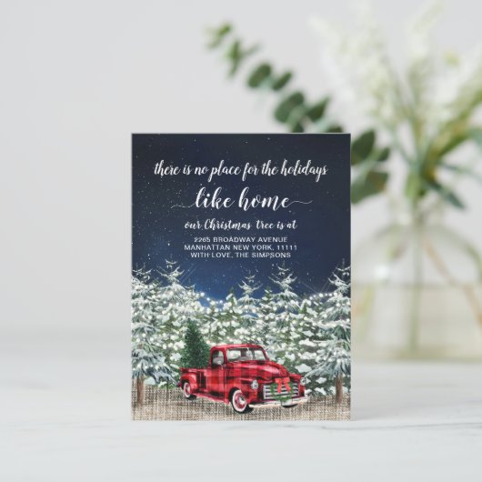 Rood kerstfeest feestdag aankondiging briefkaart (Staand voorkant)