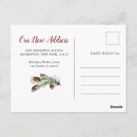 Rood kerstfeest feestdag aankondiging briefkaart (Achterkant)