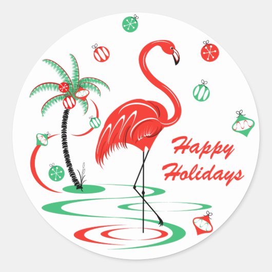 Rood kerstfeest Feestdagen Ronde Sticker (Voorkant)