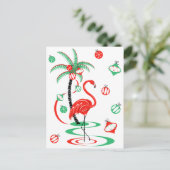 Rood kerstfeest Flamingo Baubles briefkaart (Staand voorkant)
