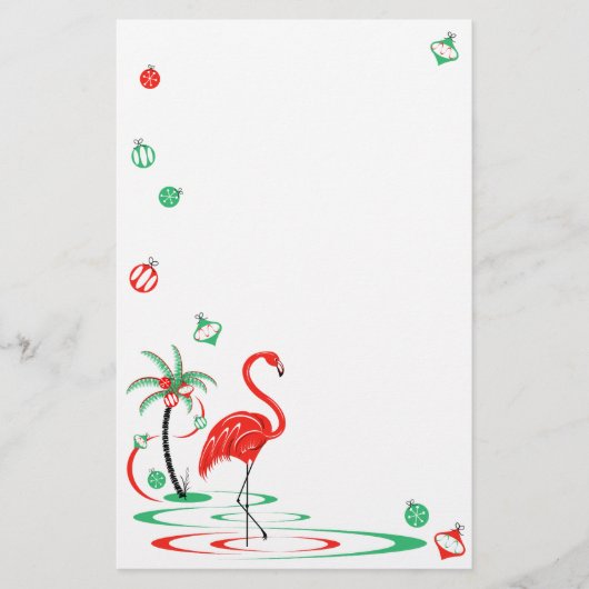 Rood kerstfeest Flamingo Baubles Briefpapier (Voorkant)