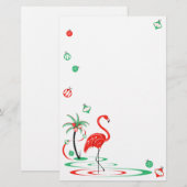 Rood kerstfeest Flamingo Baubles Briefpapier (Voorkant / Achterkant)