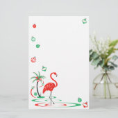 Rood kerstfeest Flamingo Baubles Briefpapier (Staand voorkant)