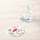 Rood kerstfeest Flamingo Baubles kerst Ronde Kartonnen Onderzetter (Insitu)