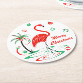 Rood kerstfeest Flamingo Baubles kerst Ronde Kartonnen Onderzetter (Gebogen)