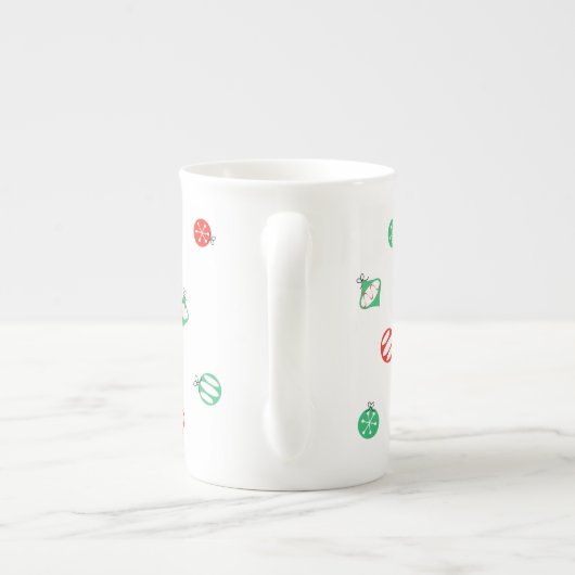 Rood kerstfeest Flamingo Baubles mok china (Achterkant)