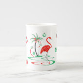 Rood kerstfeest Flamingo Baubles mok china (Voorkant)