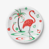 Rood kerstfeest Flamingo Baubles papier bord (Voorkant)