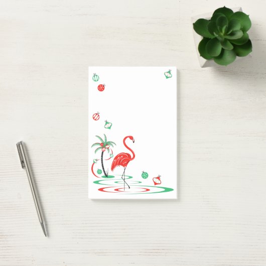 Rood kerstfeest Flamingo Baubles portret Post-it® Notes (Kantoor)