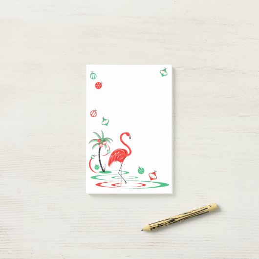 Rood kerstfeest Flamingo Baubles portret Post-it® Notes (Op bureau)